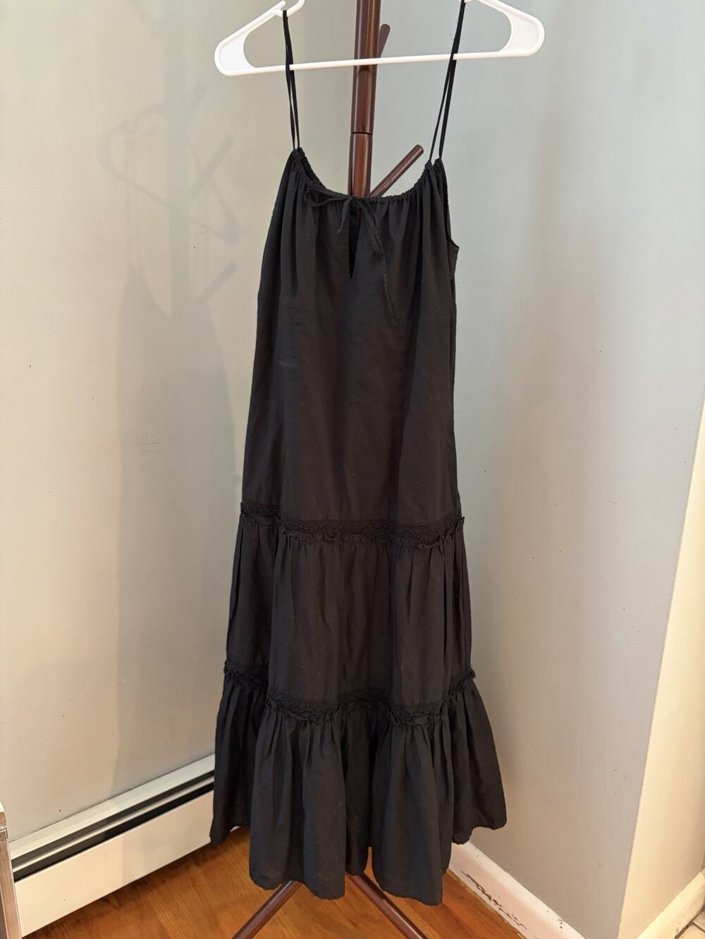 United Colors Of Benetton Taglia Milkmaid Black Maxi Dress